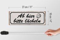 Holzschild Spruch 27x10cm ab hier bitte lächeln