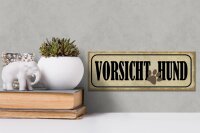Holzschild Hinweis 27x10cm Vorsicht Hund Hundepfote
