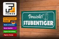 Holzschild Hinweis 27x10cm Vorsicht Stubentiger Katze