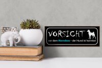 Holzschild Hinweis 27x10cm Vorsicht Herrchen Hund harmlos