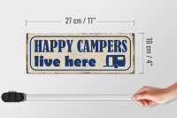 Holzschild Spruch 27x10cm happy campers live here Camping