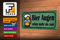 Holzschild Spruch 27x10cm Bier Augen sehen mehr als zwei