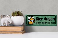 Holzschild Spruch 27x10cm Bier Augen sehen mehr als zwei