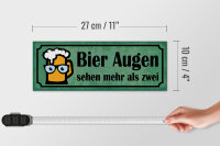 Holzschild Spruch 27x10cm Bier Augen sehen mehr als zwei