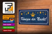 Holzschild Spruch 27x10cm Königin der Nacht Sterne Krone