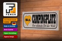 Holzschild Spruch 27x10cm Campinglatz schönster Ort Welt