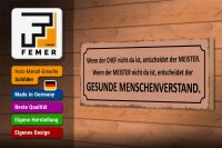 Holzschild Spruch 27x10cm wenn der Chef nicht da Meister