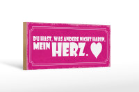 Holzschild Spruch 27x10cm du hast was andere nicht haben mein Herz
