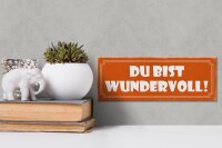 Holzschild Spruch 27x10cm Du bist wundervoll