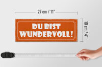Holzschild Spruch 27x10cm Du bist wundervoll