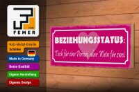 Holzschild Spruch 27x10cm Beziehungsstatus Tisch 1 Person