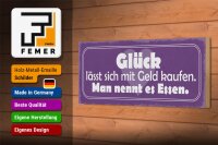 Holzschild Spruch 27x10cm Glück lässt sich kaufen Essen