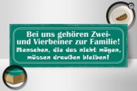 Holzschild Spruch 27x10cm Zwei und Vierbeiner zur Familie