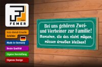 Holzschild Spruch 27x10cm Zwei und Vierbeiner zur Familie