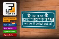 Holzschild Spruch 27x10cm dies ist ein Hund-Haushalt und