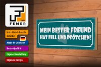 Holzschild Spruch 27x10cm Hund bester Freund Fell Pfötchen