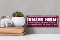 Holzschild Spruch 27x10cm unser Heim sauber genug gesund