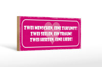 Holzschild Spruch 27x10cm zwei Menschen eine Zukunft Herz