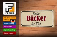 Holzschild Spruch 27x10cm bester Bäcker der Welt Arbeit