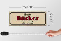 Holzschild Spruch 27x10cm bester Bäcker der Welt Arbeit