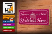 Holzschild Spruch 27x10cm ich bleibe zu Hause