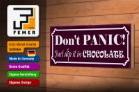 Holzschild Spruch 27x10cm don`t Panic just dip Chocolate