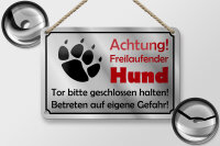 Blechschild Hinweis 18x12cm Achtung Freilaufender Hund...