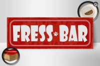 Holzschild Hinweis 27x10cm Fress Bar rotes Schild