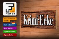 Holzschild Hinweis 27x10cm Krimi-Ecke
