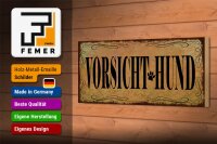 Holzschild Hinweis 27x10cm Vorsicht Hund