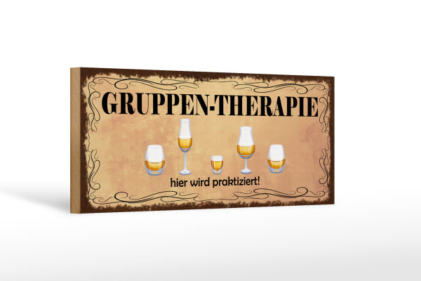 Holzschild Spruch 27x10cm Bier Gruppen Therapie hier wird