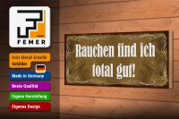 Holzschild Spruch 27x10cm Rauchen find ich total gut Totenschädel
