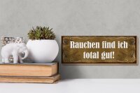 Holzschild Spruch 27x10cm Rauchen find ich total gut Totenschädel