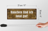 Holzschild Spruch 27x10cm Rauchen find ich total gut Totenschädel