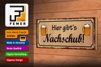 Holzschild Spruch 27x10cm Bier gibt es Nachschub