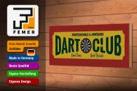 Holzschild Hinweis 27x10cm Dart Club professionals Amateur