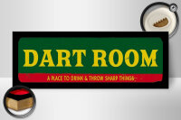 Holzschild Hinweis 27x10cm the Dart room a place to drink