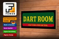 Holzschild Hinweis 27x10cm the Dart room a place to drink
