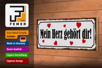 Holzschild Spruch 27x10cm mein Herz gehört dir Herz