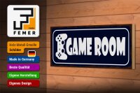 Holzschild Hinweis 27x10cm Game Room