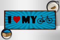 Holzschild Spruch 27x10cm I love my Bike Fahrrad