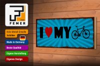 Holzschild Spruch 27x10cm I love my Bike Fahrrad