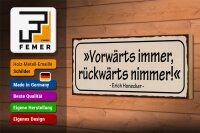 Holzschild Spruch 27x10cm vorwärts immer rückwärts nimmer