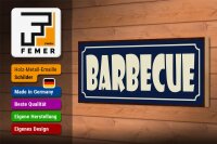 Holzschild Hinweis 27x10cm Barbecue
