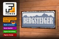 Holzschild Hinweis 27x10cm Bergsteiger