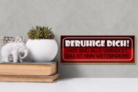 Holzschild Spruch 27x10cm beruhige dich hier sind alle verrückt