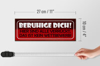 Holzschild Spruch 27x10cm beruhige dich hier sind alle verrückt