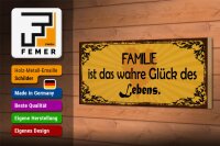 Holzschild Spruch 27x10cm Familie wahre Glück des Lebens