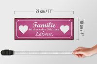 Holzschild Spruch 27x10cm Familie ist wahre Glück Herz