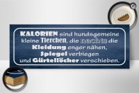 Holzschild Spruch 27x10cm Kalorien sind kleine Tierchen